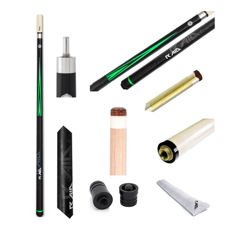 RAM Game Room Black W Flourescent Green Point 2 PC 58" Pool Cue