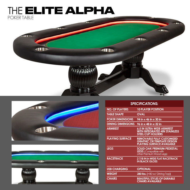 BBO Poker Tables Elite Alpha LED Poker Table