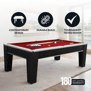 Hathaway Mirage 90-in Pool Table - Black and Silver with Dark Red Felt — image 4