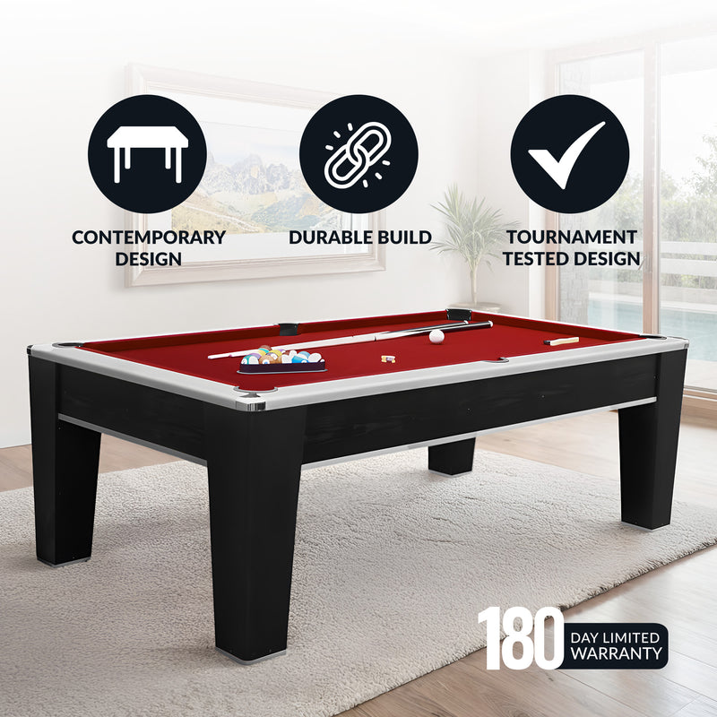 Hathaway Mirage 90-in Pool Table - Black and Silver with Dark Red Felt — image 4