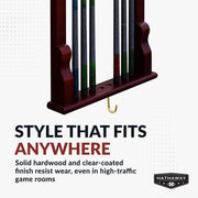 Hathaway Vintage Wall Billiard Cue Rack - Mahogany Finish — image 6