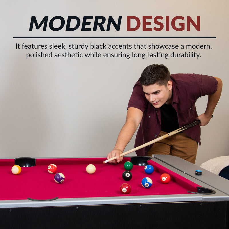Hathaway Triple Threat 6-ft Air Hockey 3-in-1 Rotating Multi-Game Table and Cabinet — image 8