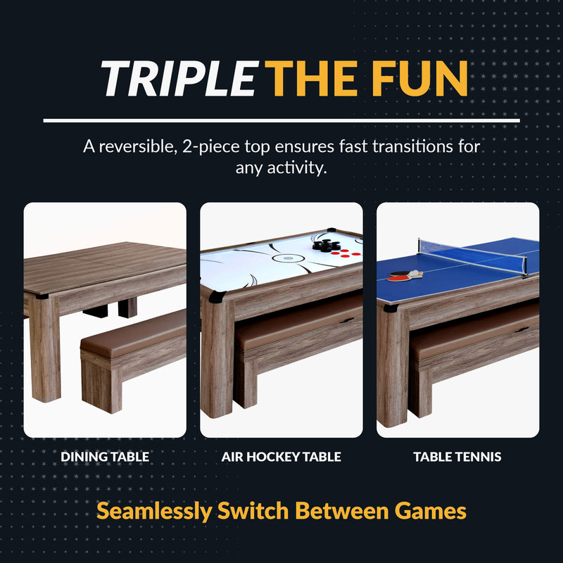Hathaway Driftwood 7-ft Air Hockey Table Combo Set with Benches — image 3