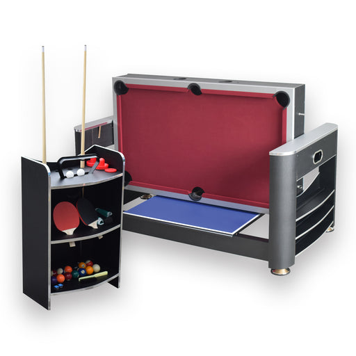 Hathaway Triple Threat 6-ft Air Hockey 3-in-1 Rotating Multi-Game Table and Cabinet — image 1