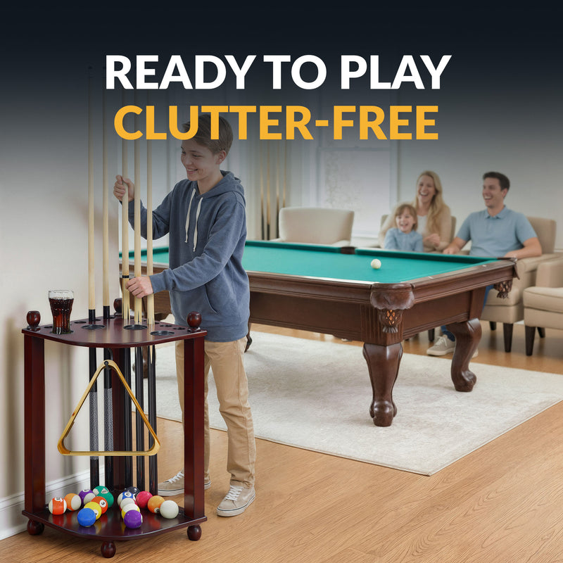 Hathaway Regent 28-in Corner Floor Billiard Cue Rack - Mahogany Finish — image 5