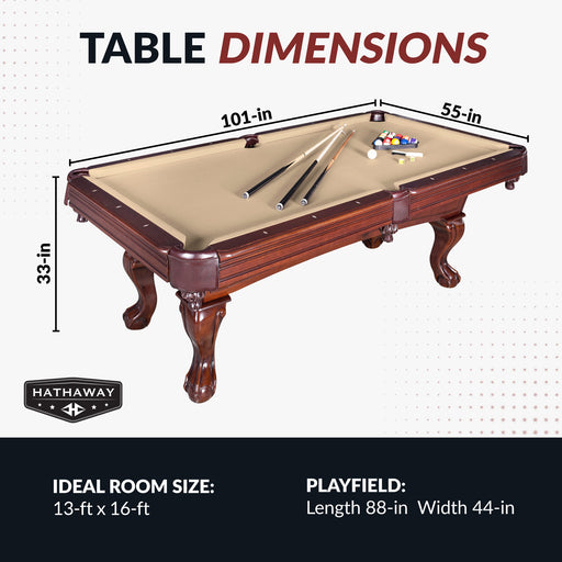 Hathaway Augusta 8-ft Pool Table - Walnut Finish with Camel Felt — image 2