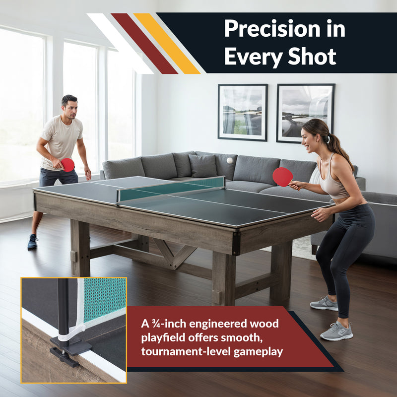 Hathaway Logan 7-ft Pool Table Combo Set with Benches - Rustic Gray with Blue Felt — image 6