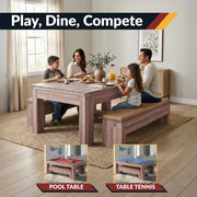 Hathaway Newport 7-ft Pool Table Combo Set with Benches - Light Oak with Red Felt — image 6