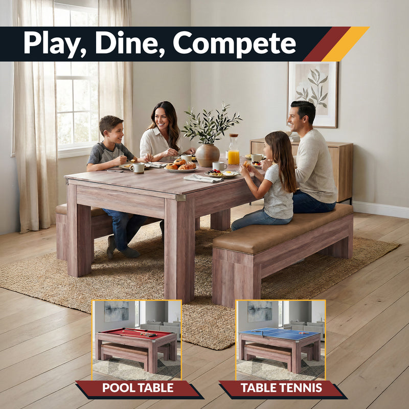 Hathaway Newport 7-ft Pool Table Combo Set with Benches - Light Oak with Red Felt — image 6