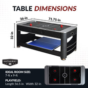 Hathaway Triple Threat 6-ft Air Hockey 3-in-1 Rotating Multi-Game Table and Cabinet — image 3