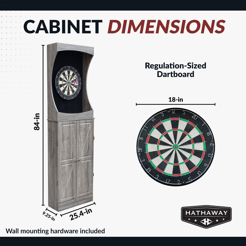 Hathaway Westwood Bristle Dartboard and 84-in Free-Standing Cabinet - Rustic Gray — image 3
