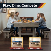 Hathaway Logan 7-ft Pool Table Combo Set with Benches - Rustic Gray with Blue Felt — image 7