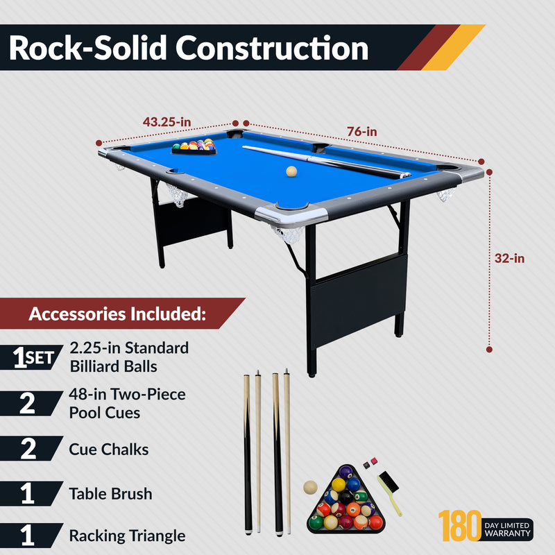 Hathaway Fairmont 6-ft Portable Pool Table - Black with Blue Felt — image 4