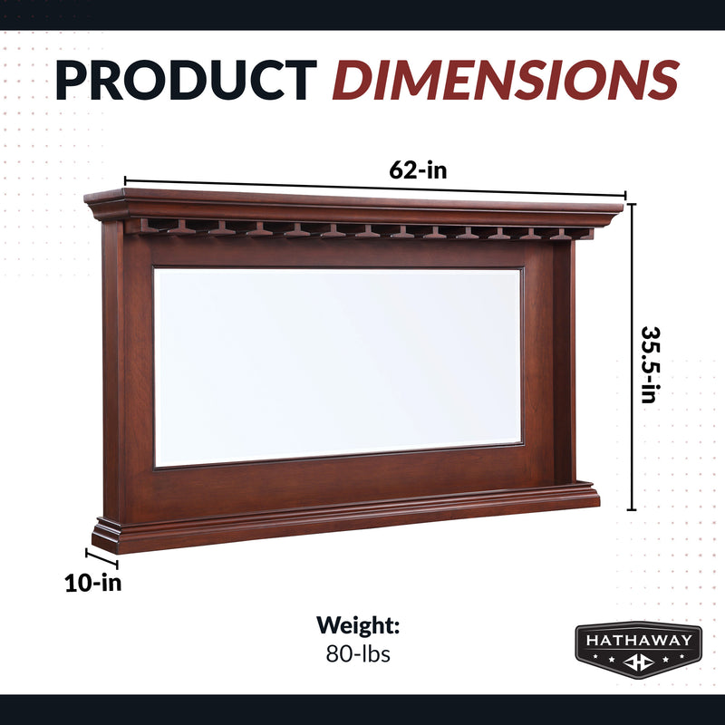 Hathaway Seville 62-in Hardwood Back Bar Mirror - Mahogany Finish — image 3