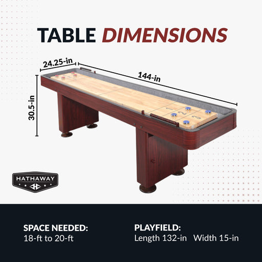 Hathaway Challenger 12-ft Shuffleboard Table - Dk Cherry Finish — image 2