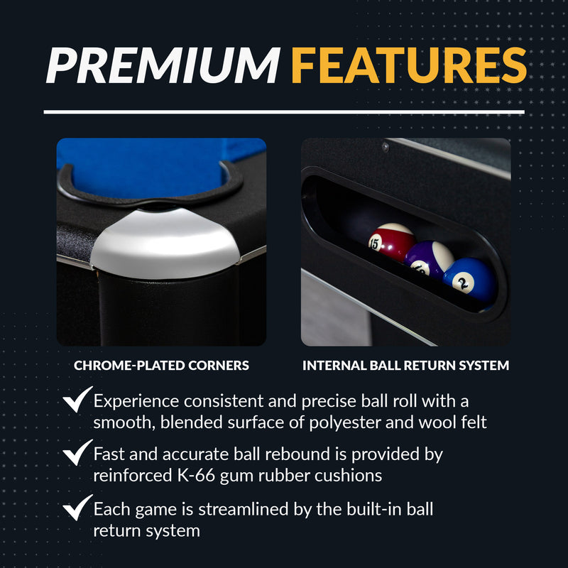 Hathaway Hustler 7-ft Pool Table with Ball Return - Black with Blue Felt — image 5