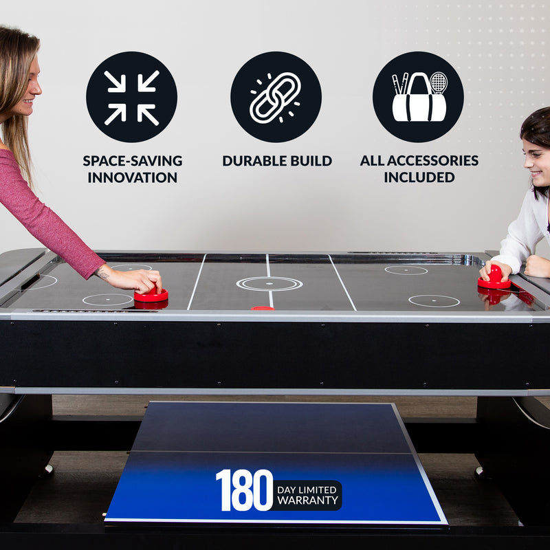 Hathaway Triple Threat 6-ft Air Hockey 3-in-1 Rotating Multi-Game Table and Cabinet — image 5