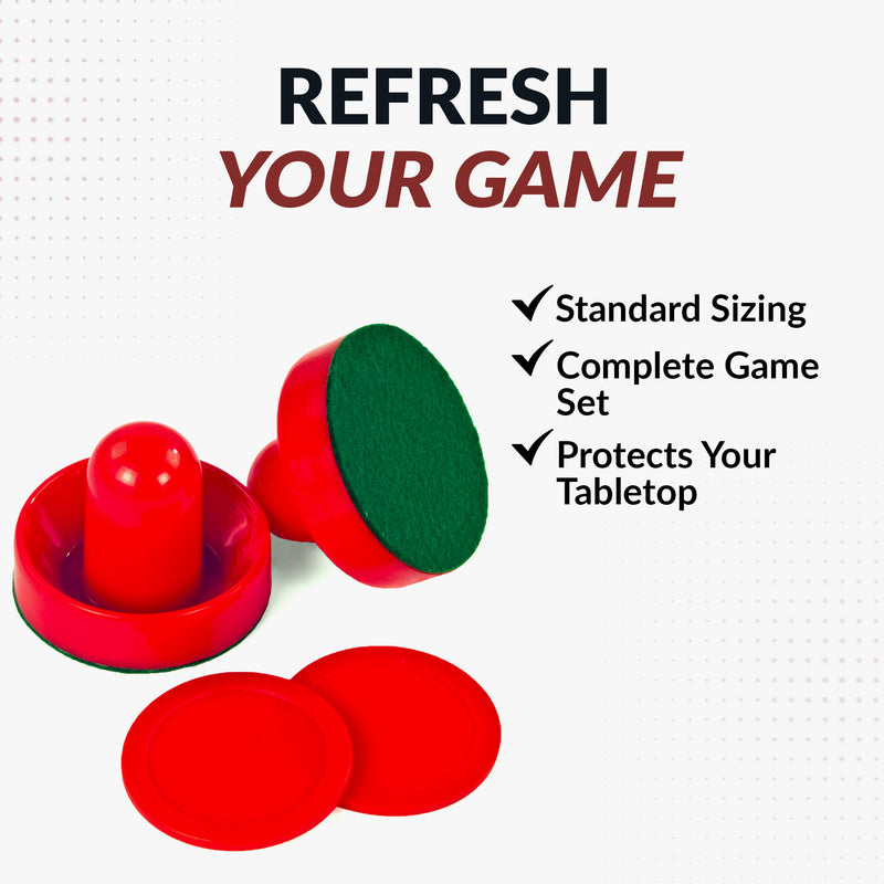 Side profile of red 3-inch air hockey striker