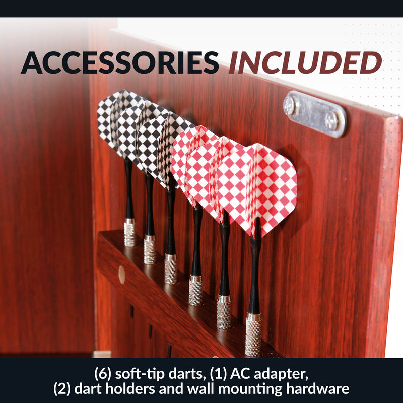 Hathaway Outlaw Electronic Dartboard and 81-in Free-Standing Cabinet - Cherry Finish — image 7