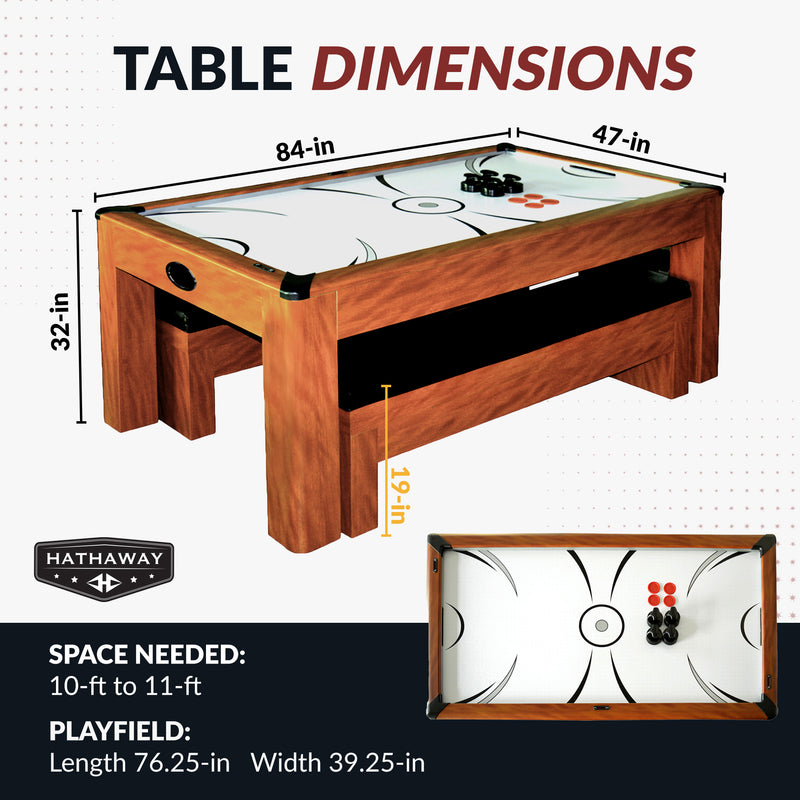 Hathaway Sherwood 7-ft Air Hockey Table Combo Set with Benches — image 3