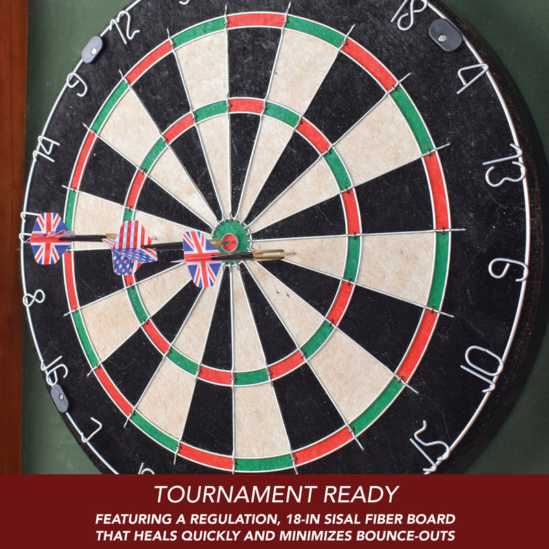 Hathaway Centerpoint Bristle Dartboard and Solid Wood Cabinet - Dark Cherry Finish — image 4