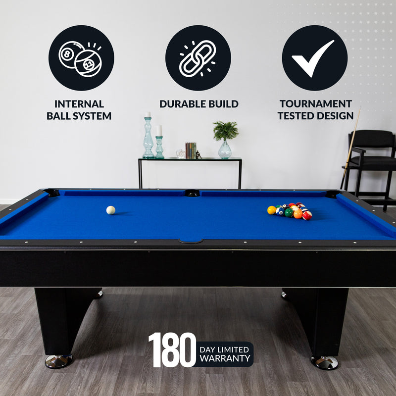 Hathaway Hustler 7-ft Pool Table with Ball Return - Black with Blue Felt — image 4