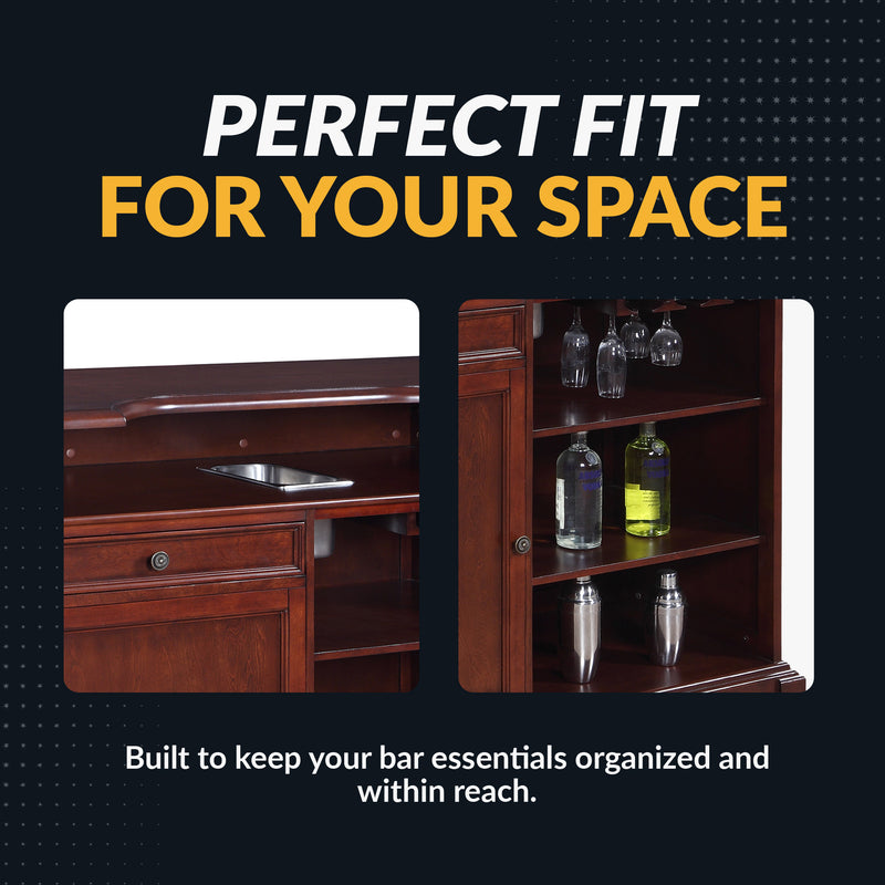 Hathaway Ridgeline 60-in Hardwood Home Bar with Storage - Mahogany Finish — image 6