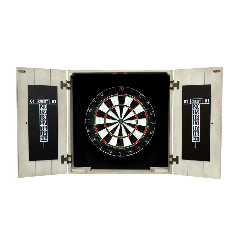 Hathaway Drifter Bristle Dartboard and Cabinet Set - Rustic Gray — image 1