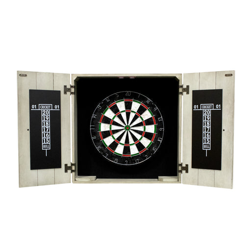 Hathaway Drifter Bristle Dartboard and Cabinet Set - Rustic Gray — image 1