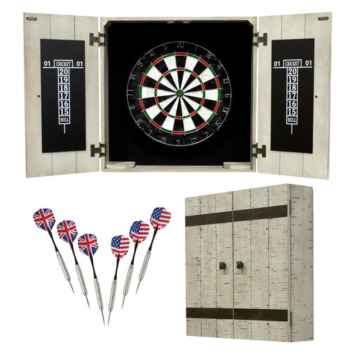 Hathaway Drifter Bristle Dartboard and Cabinet Set - Rustic Gray — image 2