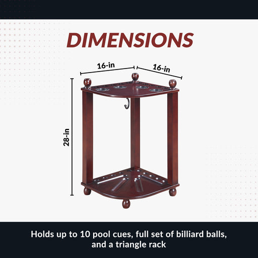 Hathaway Regent 28-in Corner Floor Billiard Cue Rack - Mahogany Finish — image 2