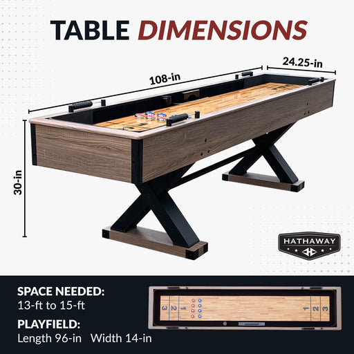 Hathaway Excalibur 9-ft Shuffleboard Table - Driftwood Finish — image 2