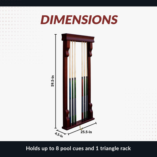 Hathaway Vintage Wall Billiard Cue Rack - Mahogany Finish — image 2