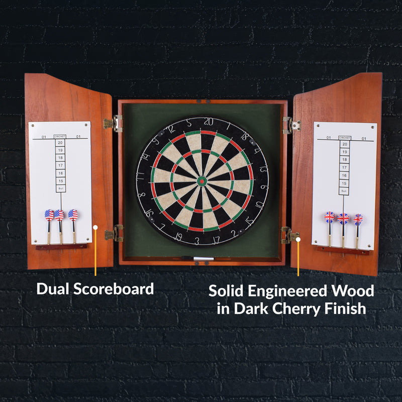 Hathaway Centerpoint Bristle Dartboard and Solid Wood Cabinet - Dark Cherry Finish — image 8