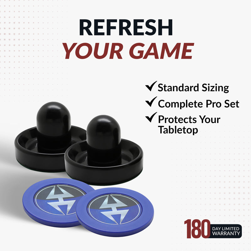 Hathaway Air Hockey 3.75" Strikers and 2.87" Pucks - Black and Blue — image 6