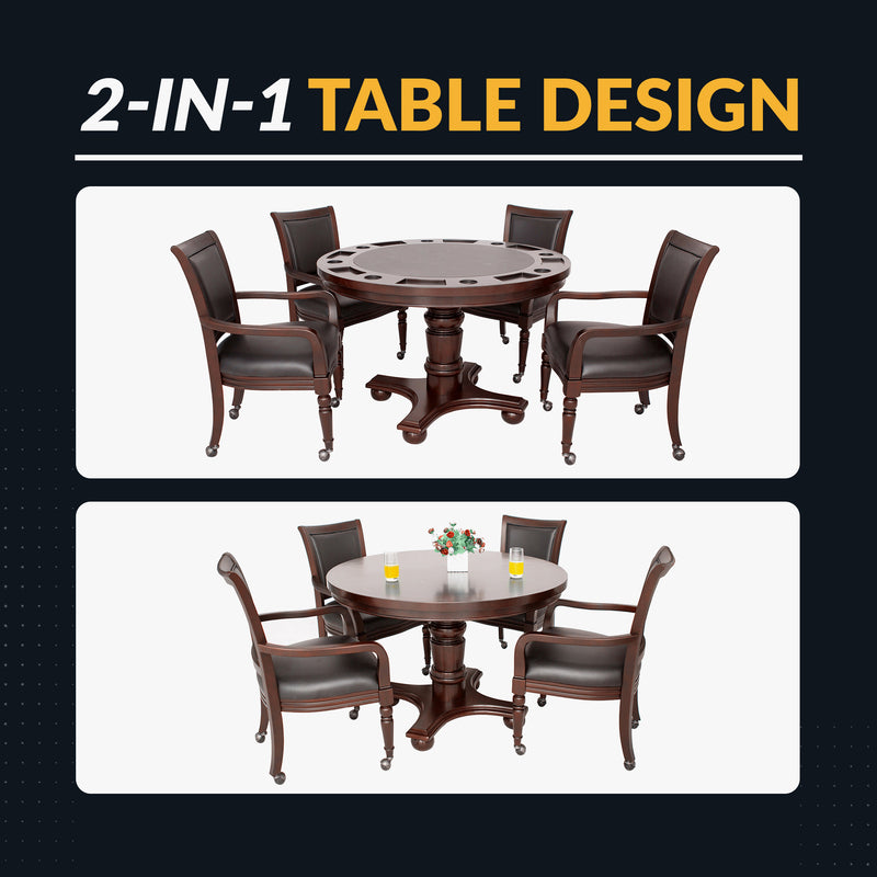 Hathaway Bridgeport 48-in Poker Table and Dining Top with 4 Arm Chairs - Walnut Finish — image 7