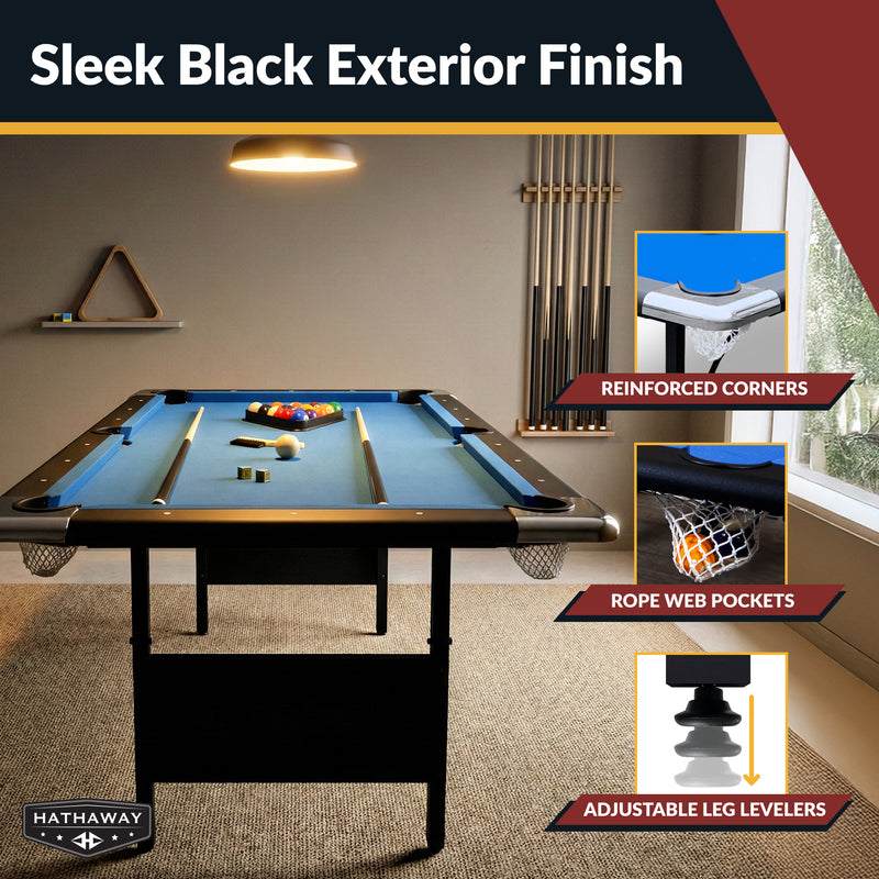 Hathaway Fairmont 6-ft Portable Pool Table - Black with Blue Felt — image 5