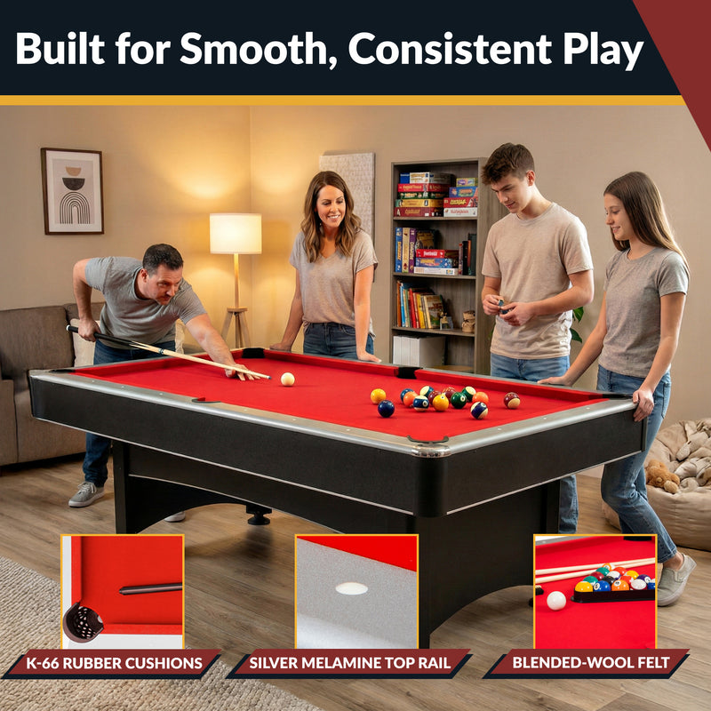 Hathaway Maverick 7-ft Pool Table with Table Tennis Top - Black with Red Felt — image 5