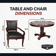 Hathaway Bridgeport 48-in Poker Table and Dining Top with 4 Arm Chairs - Walnut Finish — image 3