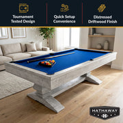 Hathaway Montecito 8-ft Pool Table- Driftwood Finish with Blue Felt — image 3