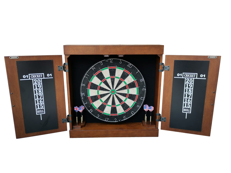 Hathaway Farmington Bristle Dartboard and Cabinet Set - Walnut Finish — image 1