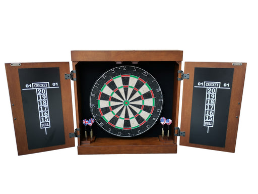 Hathaway Farmington Bristle Dartboard and Cabinet Set - Walnut Finish — image 1