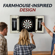 Hathaway Drifter Bristle Dartboard and Cabinet Set - Rustic Gray — image 5