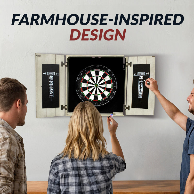 Hathaway Drifter Bristle Dartboard and Cabinet Set - Rustic Gray — image 5