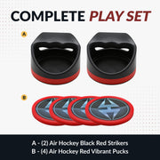 Hathaway Air Hockey 4" Strikers and Four 3" Pucks - Black and Red — image 3