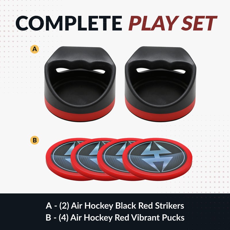 Hathaway Air Hockey 4" Strikers and Four 3" Pucks - Black and Red — image 3