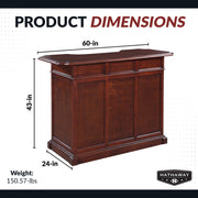 Hathaway Ridgeline 60-in Hardwood Home Bar with Storage - Mahogany Finish — image 3