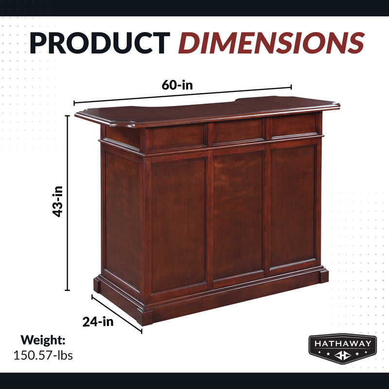 Hathaway Ridgeline 60-in Hardwood Home Bar with Storage - Mahogany Finish — image 3