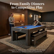 Hathaway Newport 7-ft Pool Table Combo Set with Benches - Rustic Grey with Blue Felt — image 4