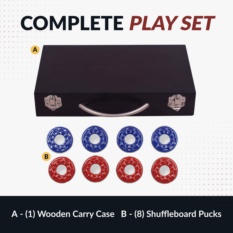 Hathaway Shuffleboard Pucks with Case - Set of 8 — image 4